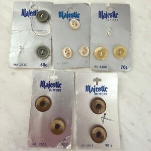VTG Majestic Buttons Lot 6 Cards 11ct Mixed Sizes Colors Japan Holland HK226A
